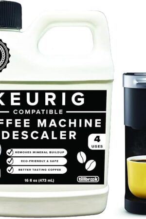 Coffee Machine Descaler - 1 YEAR SUPPLY Concentrated Descaler for Keurig - 16oz Coffee Maker Cleaner for Breville, Nespresso, Delonghi, Espresso Machine - 4 Uses - Safe, Natural, Effective