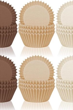 Whaline 600Pcs Brown Neutral Cupcake Liners Fall Color Brown Gradient Color Baking Cups Tan Neutrals Cupcake Wrappers Muffin Liners for Baby Shower Bridal Shower Wedding Birthday Party Supplies
