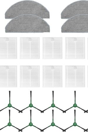 26 Pack Accessories Kit Compatible with iRobot Roomba Essential Series 104 105 Combo, Y0140 Y0110 Vacuum,2 Roller Brush＆10 Side Brushes＆10 Filters & 4 Mopping Pads Replacement Parts