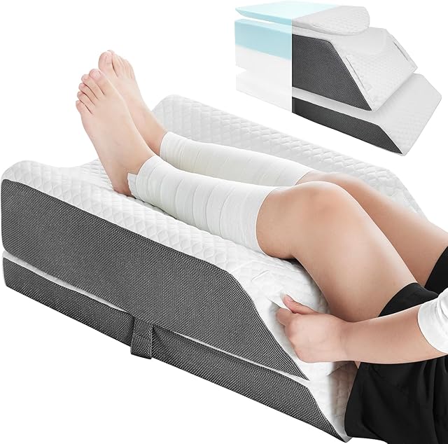 Leg Elevation Pillows for After Surgery,4-Height Adjustable Double Leg Elevating Pillow,Knee Surgery Recovery Equipment,Wedge Pillow for Sleeping Blood Circulation (White, 29x16.5x9.5)