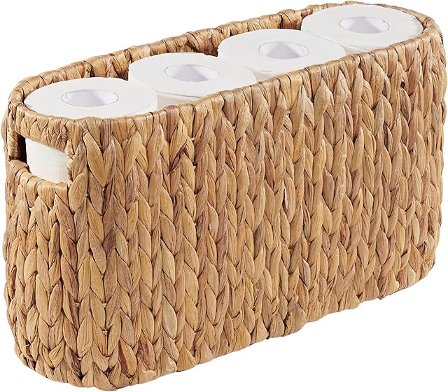 Toilet Paper Storage Basket, Toilet Paper Holder with Storage for Up to 8 Rolls, Coastal Bathroom Decor, Rattan Bathroom Accessories