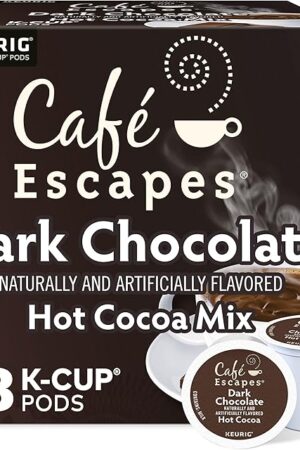 Cafe Escapes, Dark Chocolate Hot Cocoa, Single-Serve Keurig K-Cup Pods, 48 Count (2 Boxes of 24 Pods)