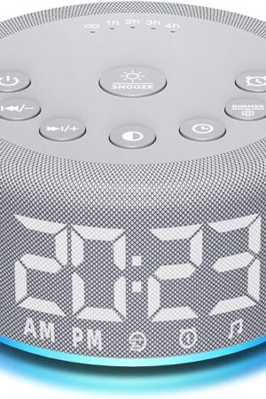 ?3 in 1】 Sound Machine Alarm Clock Night Light White Noise Machine with 27 Sleeping Sounds for Baby Kids Adults 32 Level Volume Auto Off Timer Memory Function Digital Clock with 30 Wake Up Sounds