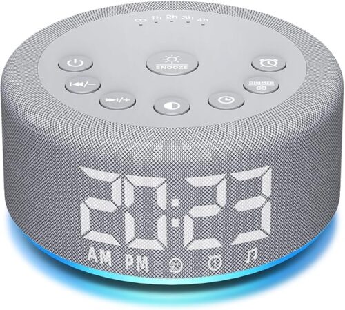 ?3 in 1】 Sound Machine Alarm Clock Night Light White Noise Machine with 27 Sleeping Sounds for Baby Kids Adults 32 Level Volume Auto Off Timer Memory Function Digital Clock with 30 Wake Up Sounds