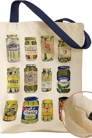 Aesthetic Canvas Tote Bag with Inner Pocket for Women, Cloth Cotton Totes Bag with Pattern for Shopping, Gym