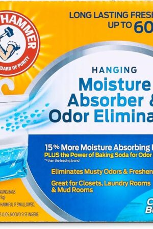 Arm & Hammer Hanging Moisture Absorber and Odor Eliminator, 16.1 oz., 6 Pack, Clean Burst, Moisture Absorbers for Closet and Small Rooms, Long-Lasting Freshness