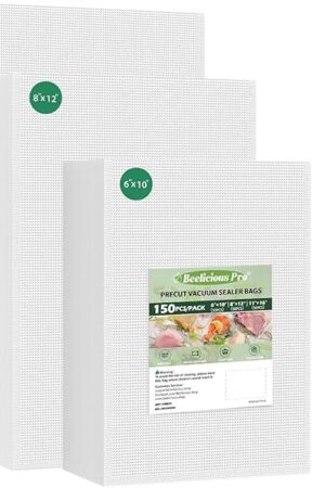 Vacuum Sealer Bags for Food Storage 150 Gallon 11" x 16" and Quart 8" x 12" and Pint 6" x 10", with BPA-Free, Commercial PreCut Vacuum Seal Bags for Sous Vide & Seal a Meal