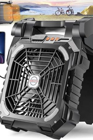 DUKUSEEK 10" Solar Fan, Camping Fan, Solar Powered Fans, Tent Cooler