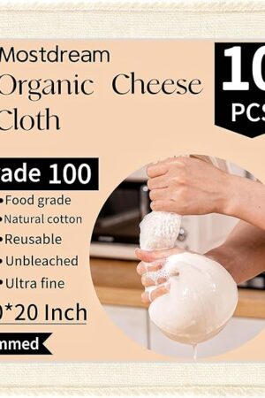Cheese Cloths, 10Pcs 20x20 Inch Grade 100 Precut Cheese Cloths for Straining, Cotton Unbleached, Reusable Muslin Cheesecloth for Straining, Making Yogurt, Juice, Cooking Turkey