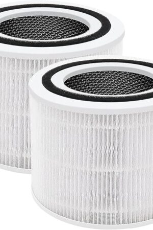 2 Pack Replacement Air Purifier Filters for LEVOIT Core 300 & 300S, High-Efficiency Activated Carbon & True Toxin Absorber, 3-in-1 Pre-Filters for Pets, Compatible with Core300-RF, White