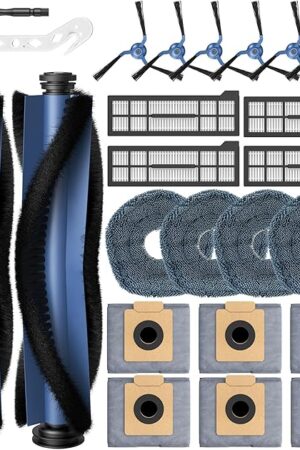 24 Pcs X10 Pro Omni Accessories for eufy X10 Pro Omni Robot Vacuum Accessories Kit, 2 Main Brush+ 4 Hepa Filters+ 4 Mop Pads+ 6 Vacuum Bags+ 6 Side Brushs+ 1 Cleaning Brush+ 1 Screwdriver