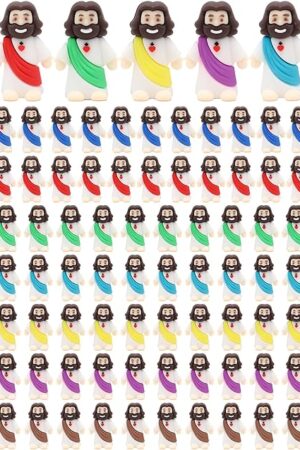 100 Pcs Baby Jesus Figures Mini Jesus Figurines in Bulk Original Design Tiny Miniature Jesus Figures for Hide and Seek, Religious Party Favors, Sunday School, Baptism Gift, Easter Egg Stuffers