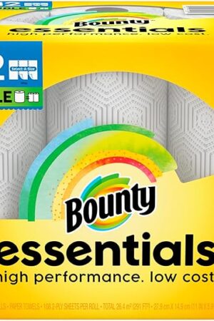 Bounty Essentials Select-A-Size Paper Towels, 6 Double Rolls, White, 108 Sheets Per Roll
