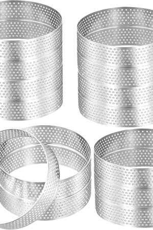 14 Pcs 3 Inch Tart Rings,Stainless Steel Crumpet Ring,Round Mousse Cake Ring Metal Pastry Mold for Baking Cooking Pastries