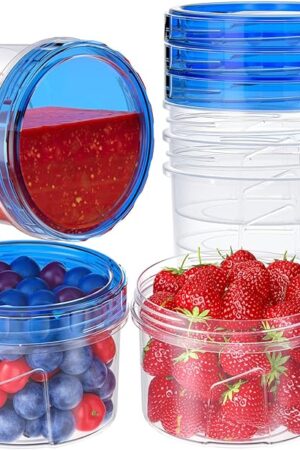 6 Pack-16 OZ Freezer Storage Containers, Small Plastic Containers with Twist Top Lids, Round Food Storage Containers, Reusable Soup Container Microwave/Dishwasher Safe