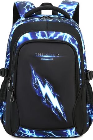 Boys Backpack for Kids Elementary School Bags Lightning Teens Durable Bookbag (blue)