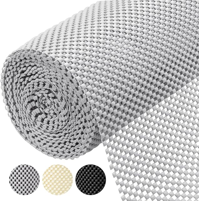 BALEINE Cabinet Liner, Drawer and Shelf Liner for Kitchen Cabinets Non-Adhesive, Non-Slip Protect Desks, Cupboard, Drawers, Shelves, Tableware (12 in x 20 Ft, Gray)