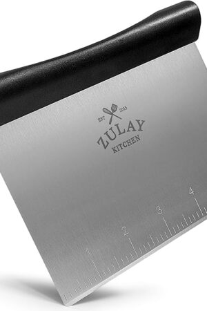 Zulay Premium Multi-purpose Stainless Steel Bench Scraper & Chopper, Easy to Read Etched Markings for Perfect Cuts, Quick & Easy Multi-use Dough Scraper, Dough Cutter & Pastry Scraper (Black)