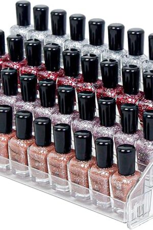 4-Tier Clear Acrylic Nail Polish Organizer, Holds 32-64 Bottles, Multi-Purpose Display for Nail Polish, Sunglasses, Essential Oils and Cosmetics