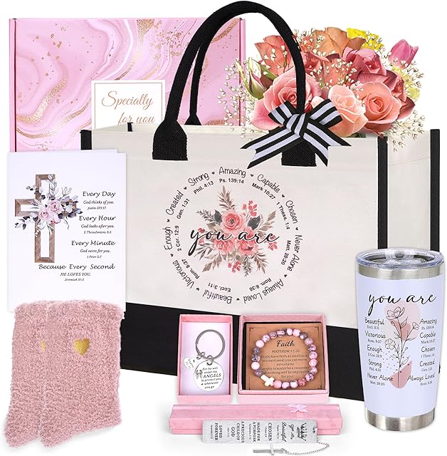 Christian Gifts for Women Faith, Inspirational Religious Gifts for Women, Catholic Spiritual Gifts, Faith Based Gift Baskets, Baptism Mothers Day Birthday Gift Set for Mom Sister Friend Wife