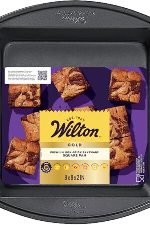 Wilton Gold Premium Non-Stick Warp-Resistant Bakeware, Made without PFAs, Square Pan, 8 x 8 x 2 in, Packaging May Vary