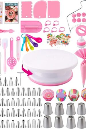 Cake Decorating Supplies Kit Tools 356pcs, Nifogo Baking Accessories with Cake Turntable, Pastry Piping Bag, Piping Icing Tips for Beginners