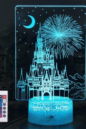 Creative 3D Illusion lamp Castle Night Light with Remote & Smart Touch 7 Colors + 16 Colors Changing Dimmable Castle Kids Night Light 2-12 Year Old Boy or Girl Christmas Brithday Gifts