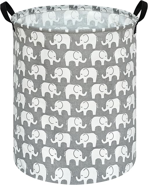 Baby Laundry Basket Kids Elephant Pattern Hamper,Large Storage Box Toy Waterproof Storage Organizer Nursery Bin Clothes,Room Decor
