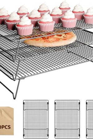 3 Layer Detachable Collapsible Cooling Racks, 17 * 11 Inch Cooling Wire Rack Stackable Drying Rack Cookie Rack Bread Cooling Rack