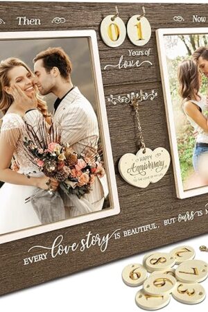 Anniversary Wedding Gifts for Couple Parents Wife Husband. (1-99) Years Then & Now Anniversary Picture Frames(3 Options).