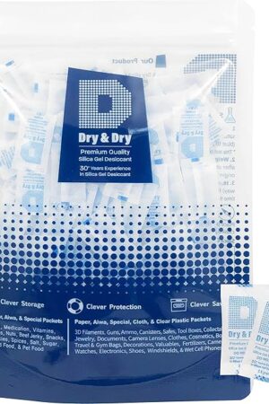 Dry & Dry [500 Packets] Silica Gel Packets Desiccants - Food Safe Silica Packets Silica Gel Desiccant Packs for Storage - White - 0.5(Half) Gram (500 Pack)
