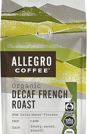 Allegro Coffee Decaf Organic French Roast Ground Coffee, 12 oz (Pack of 1)