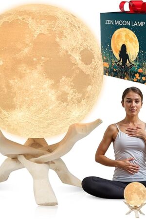Zen Moon Lamp - Visual Meditation Light for Relaxation and Mindfulness - Guided Breathing Night Light - Spiritual Birthday Gifts for Women, Mom, Best Friend - Unique Decor for Bedroom (5.5 inch)