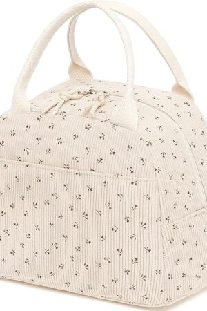 Bluboon Lunch Bag for Women Men Cute Corduroy Lunch Tote Bags Reusable Insulated Lunch Box Large Capacity Reusable Insulated Cooler for Work Picnic or Trave