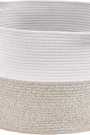 VEVOR Blanket Basket, 67L, Cotton Rope Basket, Woven Basket with Handles, 20" x 13" Round Laundry Hamper Basket Collapsible Extra Large Storage Basket Bins for Organizing Clothes Kids Toys Pillows