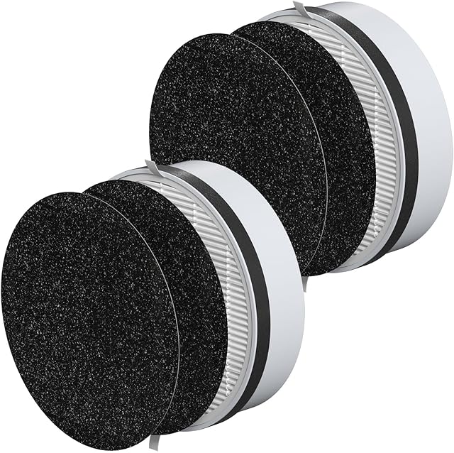 HP125 True HEPA Filter Replacement Set Compatible with Hunter HP125 AirX HEPA Digital Air Cleaner Purifier, Part Number H-HF125-VP H-HF125, 2 HEPA Filter + 4 Activated Carbon Filter