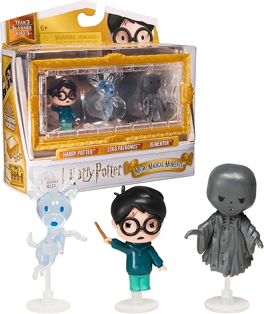 The Wizarding World Harry Potter, Micro Magical Moments Year 3 Figure Set with Harry, Stag Patronus, Dementor & Display Case, Kids Toys for Ages 6 and up