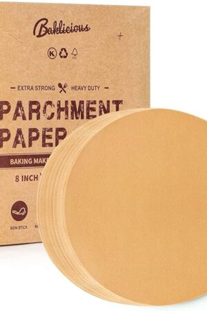 Baklicious 250Pcs 8 Inch Parchment Paper Rounds. Non Stick Round Parchment Paper, Baking Parchment Circles for Cake Baking, Patty Separating, Tortilla Wrapping
