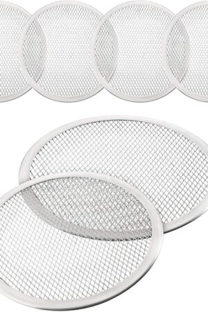 4 Pieces 10 Inch Seamless Round Pizza Screen Aluminum Mesh Pizza Screen Pizza Mesh Baking Tray for Home Kitchen Restaurant Supplies