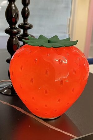 Cute Table Lamp for Bedroom Kitchen Living Room Small Cute Night Light Fruit Bedside Side Table Lamp Kawaii Decor Vintage Funky Home Decor for Girls Room (Strawberry)