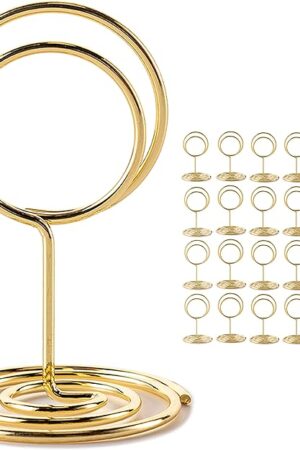 26Pcs Table Number Holders, Place Card Holders, Wire Picture Holders, Small Table Card Holders, Photo Holders for Centerpieces, Wedding Reception, Party, Birthday (Gold)