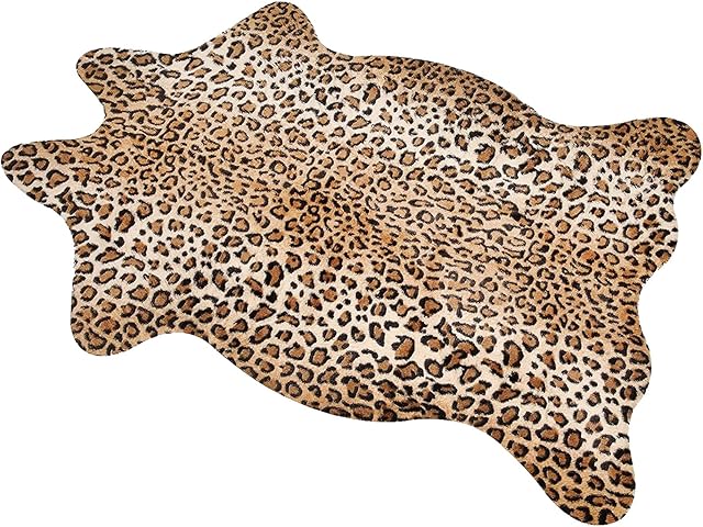 MACEVIA Leopard Rug Cheetah Print Rugs Western Decor for Living Room Bedroom Faux Animal Area Carpet Non-Slip 43.3" L x 29.5" W(3.6ft x 2.4ft)