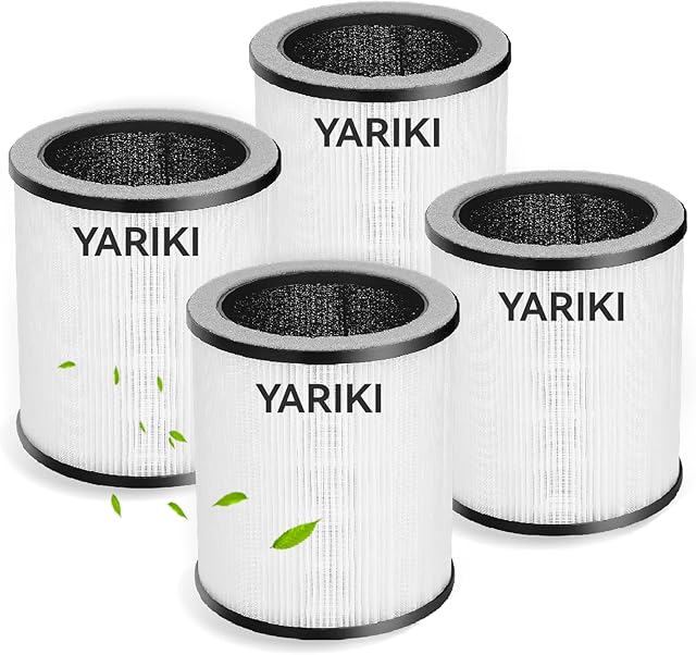 4 Pack YARIKI P60 Air Purifier Replacement Filters,Compatible with TPLMB/YARIKI P60 and Vhoiu KJ50 Air Purifier,3-in-1 Filtration System,P60-RF
