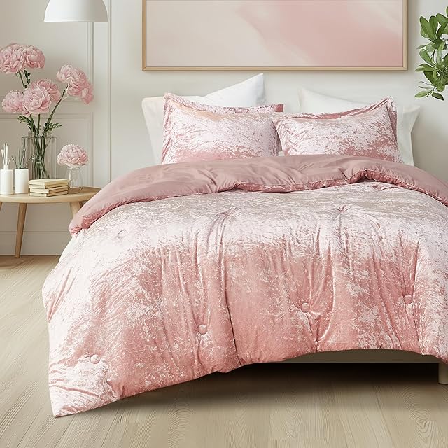 Comfort Spaces Juliette Luxe Comforter Set Velvet Lush Cozy Velvet Bedding Sets