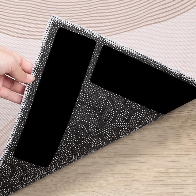 BALEINE 8PCS Rug Tape, Double Sided Non Slip Rug Gripper for Hardwood Floors, Reusable Gripper Prevent Sliding, Washable Carpet Tape for Area Rugs (Rectangular)