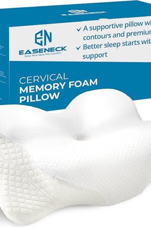 Cervical Neck Pillow for Sleeping, Ergonomic Contour Soft Non Collapsing Memory Foam for Neck and Shoulder Pain Relief, Adjustable Support for Side Back Stomach Sleepers, Cooling Pillowcase