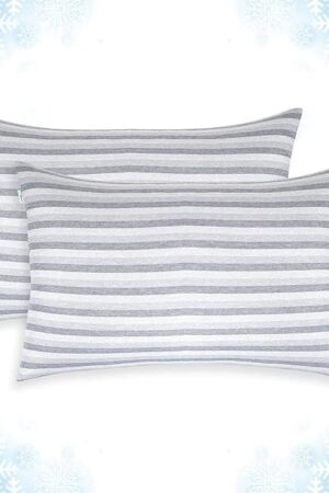Ailemei Direct Cooling Pillowcase Set of 2, Double Sided with Hidden Zipper, Japanese Icy-Jade Fiber, Breathable and Moisture-Wicking, Easy to Clean, Machine and Hand Washable