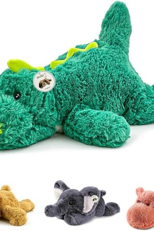 16" | 2 Pounds Green Dinosaur Weighted Stuffed Animals,Sensory Comfort Plush Throw Pillow Toy,Kawaii Plushies Hugging Toy Gifts for Kids & Adults (Dinosaur, 16 inch 2 Pounds)
