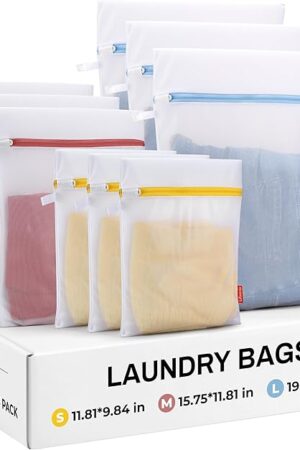 9 Pack Laundry Bag, Mesh Laundry Bags with Sturdy Zipper, Hanging Loop and Breathable Fine Net, Artisans Made Wash Bags for Lingerie, Delicates, Underwear, Pants, Shoes, Socks