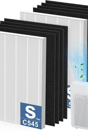 2 Pack C545 HEPA Replacement Filter S Compatible with Winix C545 Air Purifier, Replaces Part 1712-0096-00 and 2522-0058-00, 2 HEPA Filter + 8 Activated Carbon Filters